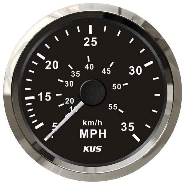 Compteur de vitesse analogique à pression dynamique KUS (0-35 mph / 60 km/h) - noir