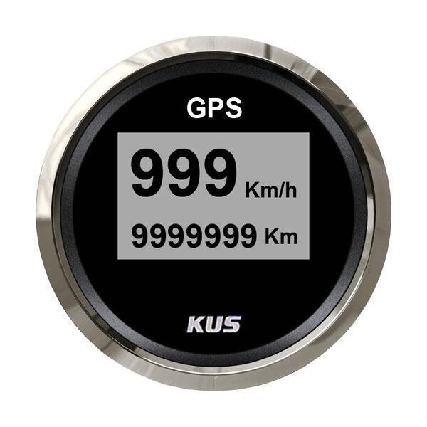 Compteur de vitesse numérique KUS GPS avec affichage de la vitesse et de la distance parcourue - noir