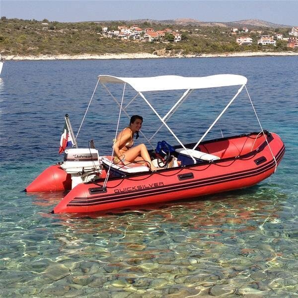 Bimini-Top / taud de soleil ELEGANCE avec 3 arceaux / hauteur 140 cm - largeur 185 cm rouge