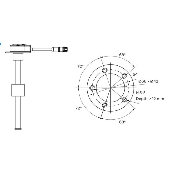 KUS NMEA 2000 Tauchrohrgeber NS5 für Kraftstoff- und Wassertanks